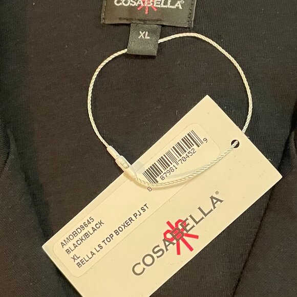 COSABELLA Bella Long Sleeve Top & Boxer Pajama Loungewear Set in Black Size XL - Picture 6 of 6